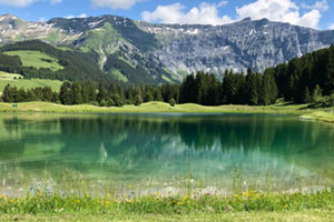 Paysage de Megève en Haute Savoie : vue sur la montagne